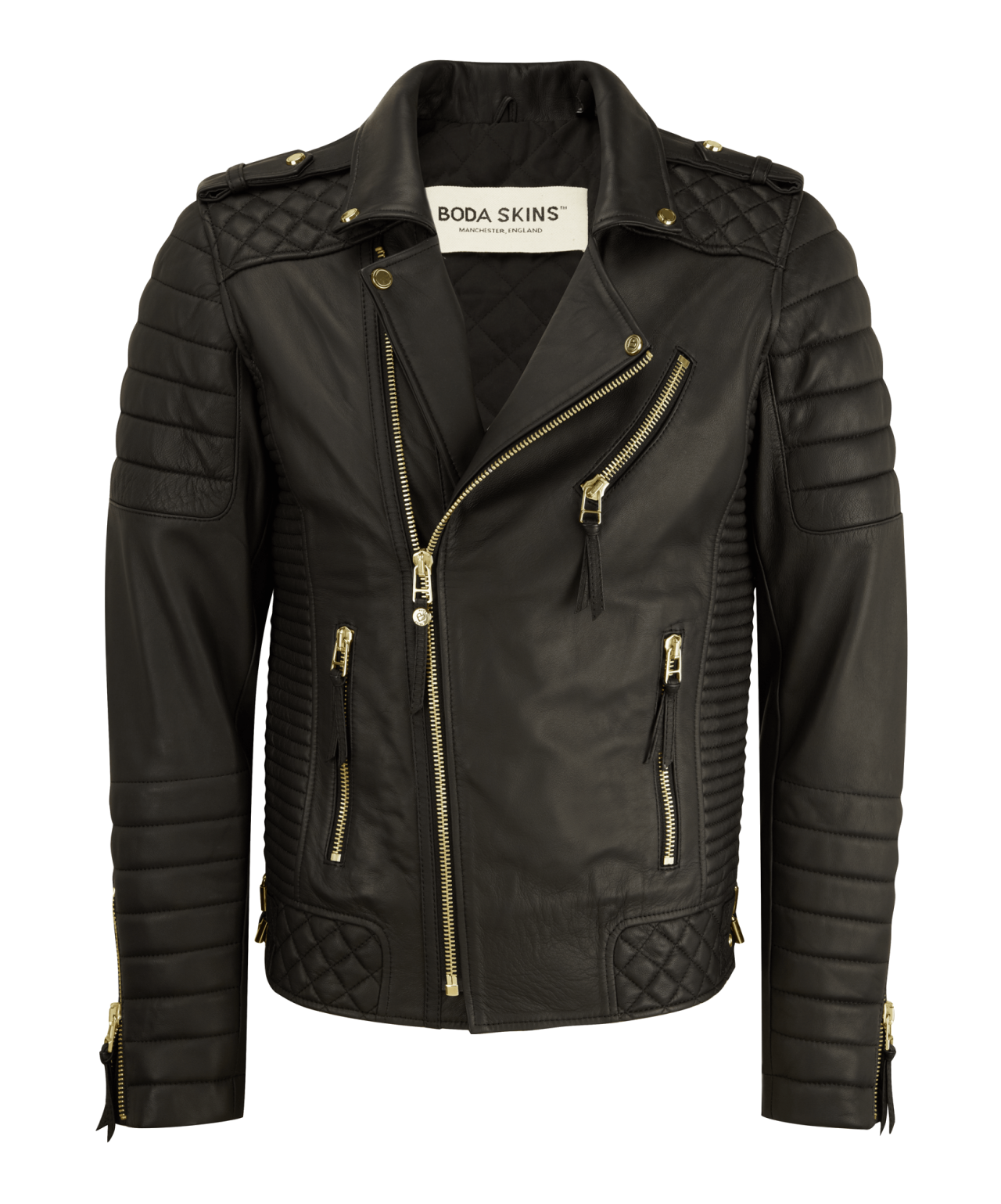 Men's Leather Jacket Handmade Black Motorcycle Solid Lambskin Leather Coat -26