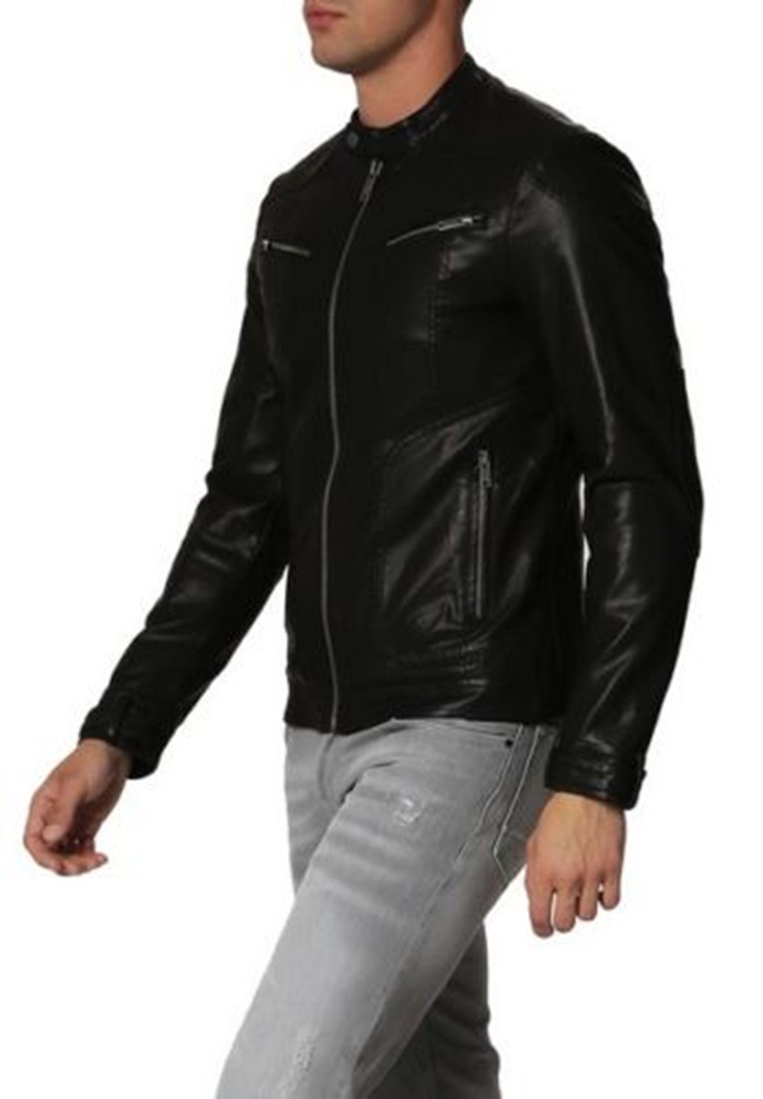 Men Leather Jacket Handmade Back Motorcycle Solid Lambskin Leather -76 ...