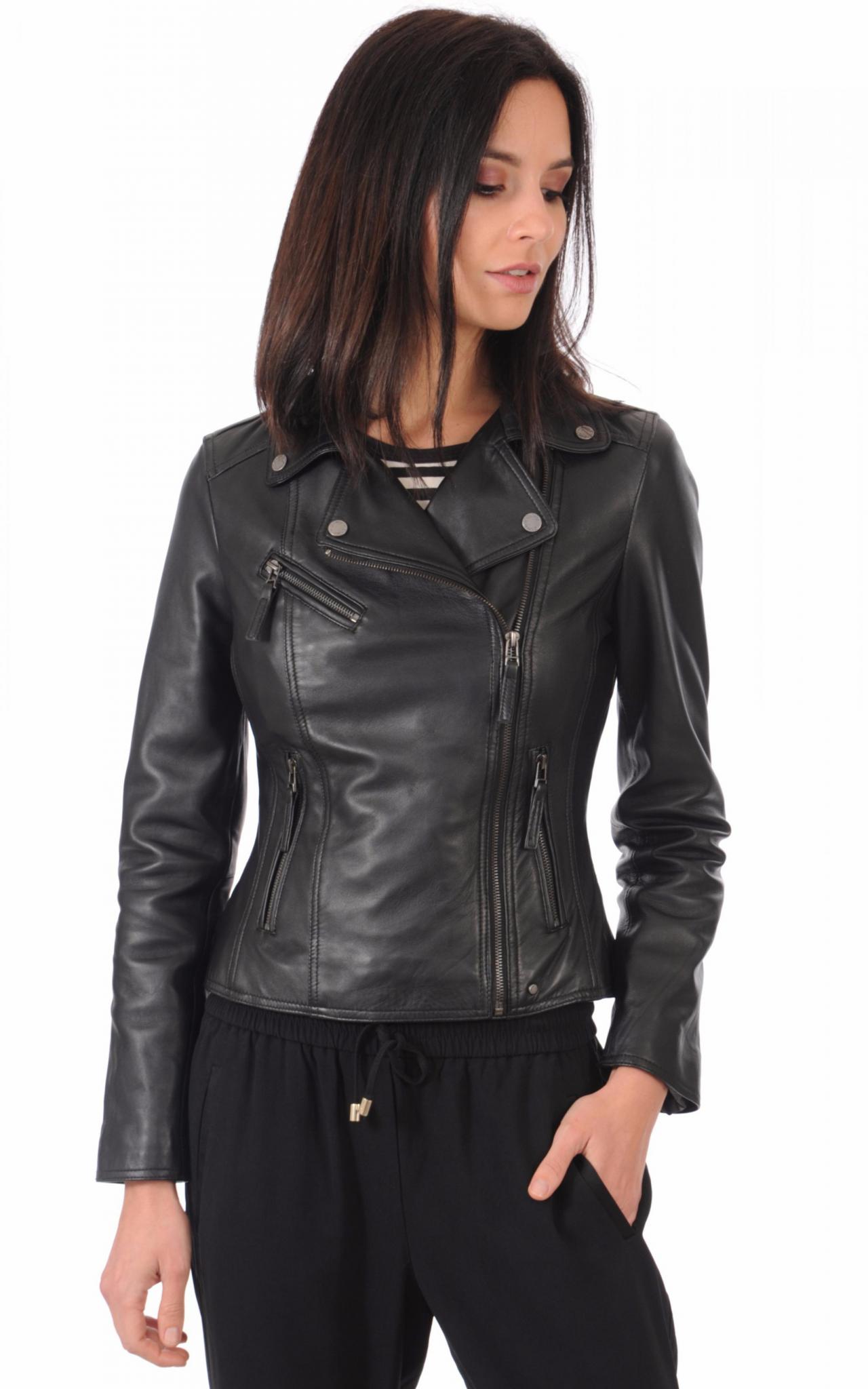Women's Leather Jacket Handmade Motorcycle Solid Lambskin Leather Coat -18 on Luulla