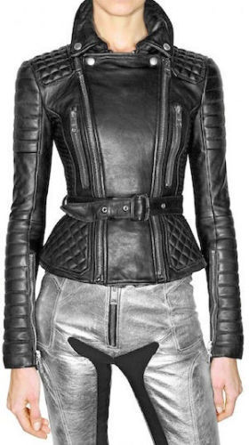 Women's Leather Jacket Handmade Motorcycle Solid Lambskin Leather Coat -21