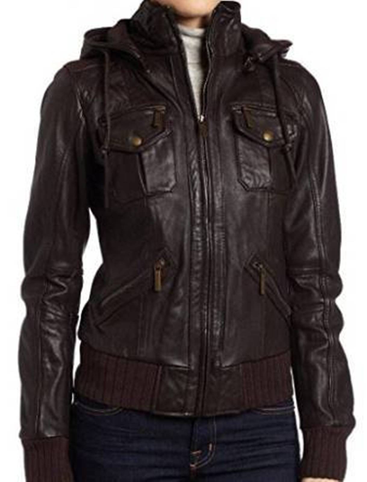 Women's Leather Jacket Handmade Motorcycle Solid Lambskin Leather Coat -23