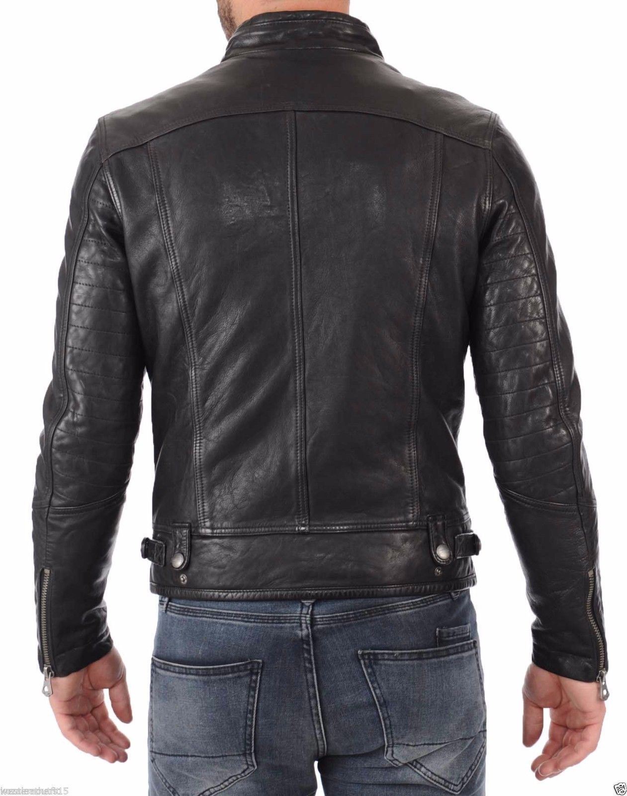 Men Leather Jacket Handmade Back Motorcycle Solid Lambskin Leather -71 ...